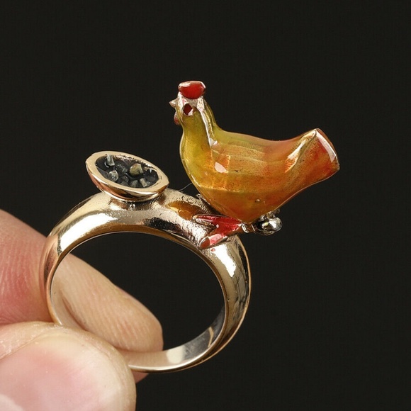 2-Tone Sterling Chicken Ring - Picture 4 of 5